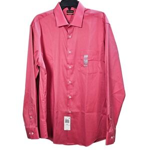 Van Heusen Mens Fitted Stretch Dress Shirt Rouge Pink 17-17.5 XL 34-35 New NWT